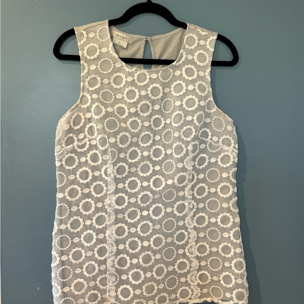 Van Heusen Gray and White Sleeveless Top